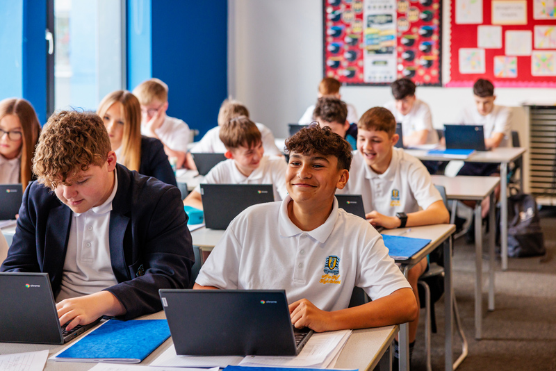 Secondary school pupils in class